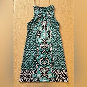 INC International Concepts Teal and Black Patterned Dress